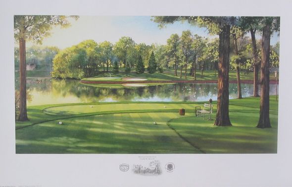 Steve Lotus Handsigned and Numbered Limited Edition Print:"1999 Medinah CC Course #3 Hole #2"