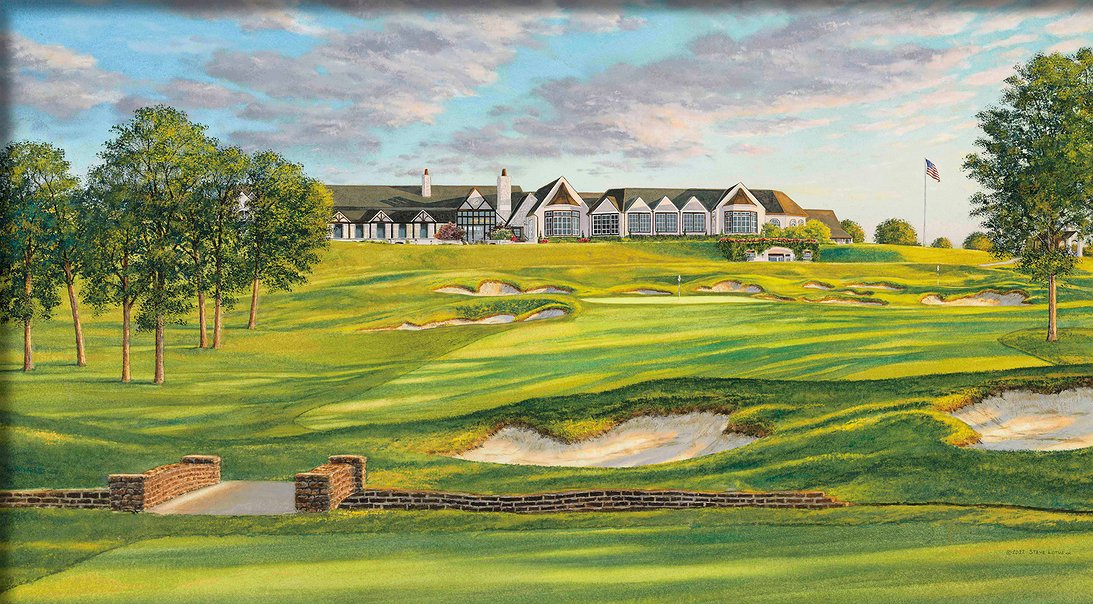 Steve Lotus Limited Edition 2022 PGA Championship Canvas Giclee:"18th Hole at Southern Hills Country Club"