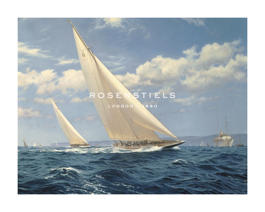 Steven Dews Hand Numbered Limited Edition Print on Paper :"Endeavour and Velsheda Racing in Torbay"
