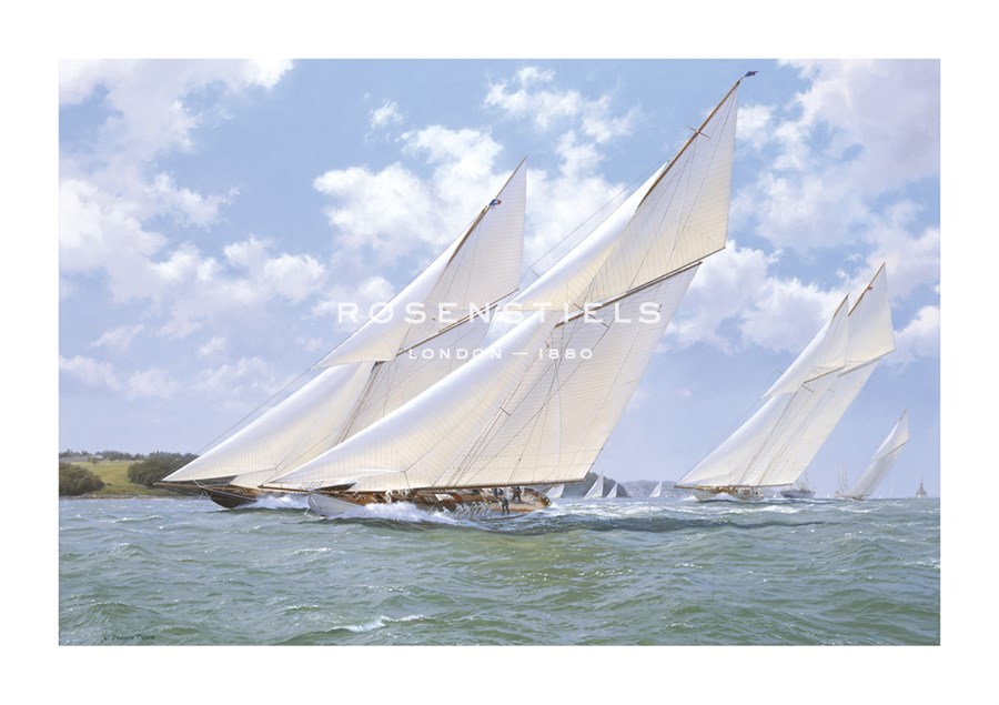 Steven Dews Hand Numbered Limited Edition Print on Paper :"Lulworth Racing Britannia and Westward off Cowes"