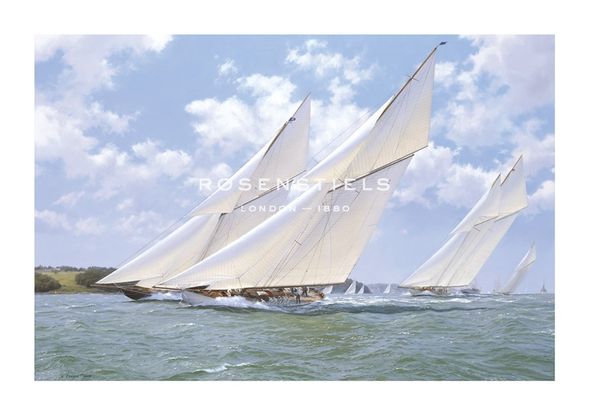 Steven Dews Hand Numbered Limited Edition Print on Paper :"Lulworth Racing Britannia and Westward off Cowes"