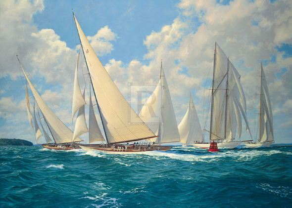 Steven Dews Hand Numbered Limited Edition Print on Paper: "Big Class Astra Rounding the Mark"cANVAS oNLY
