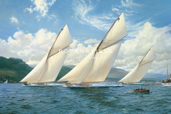 Steven Dews Hand Numbered Limited Edition Print on Paper :"Britannia Racing Valkyrie III and Ailsa"