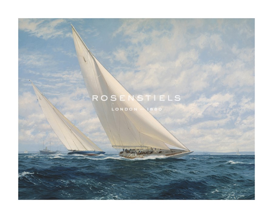 Steven Dews Hand Numbered Limited Edition Print on Paper :"Endeavour and Rainbow Racing off Rhode Island"