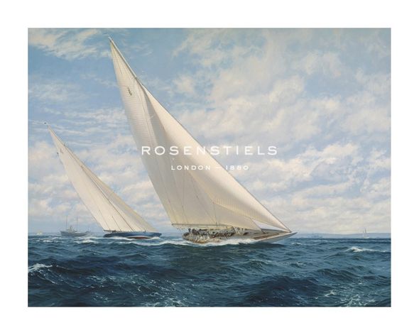 Steven Dews Hand Numbered Limited Edition Print on Paper :"Endeavour and Rainbow Racing off Rhode Island"