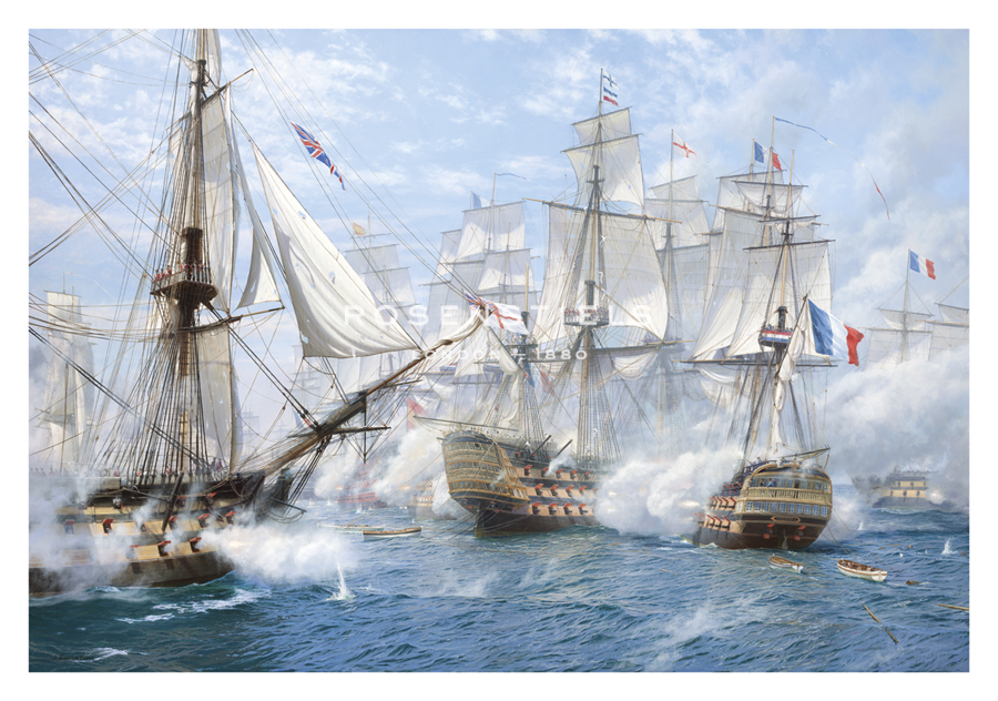 Steven Dews Hand Numbered Limited Edition Print on Paper :"Temeraire opens fire, Battle of Trafalgar 21st October, 1805"