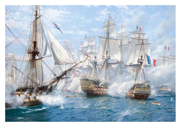 Steven Dews Hand Numbered Limited Edition Print on Paper :"Temeraire opens fire, Battle of Trafalgar 21st October, 1805"