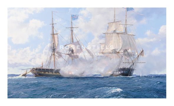 Steven Dews Hand Numbered Limited Edition Print on Paper :"USS Constitution' defeats 'HMS Guerriere' off Nova Scotia 19th Aug 1812"