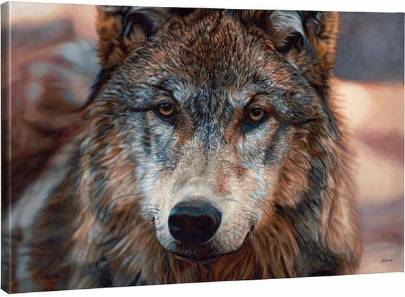John Aldrich Open Edition 24x36 Wrapped Canvas:"Northern Gaze—Wolf "