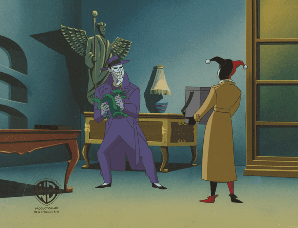 Superman the Animated Series Original Production Cel: "Joker and Harley Quinn"