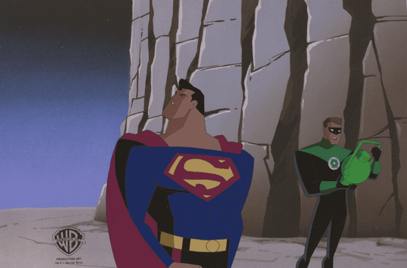 Superman the Animated Series Original Production Cel: "Superman and Green Lantern"