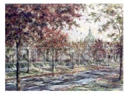 Susan Amidon Signed and Numbered Limited Edition Lithograph: "Autumn On Laurel Avenue"