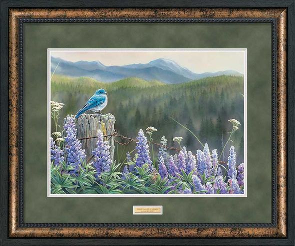 Susan Bourdet Framed Open Edition Print: "High Valley Summer-Bluebird"