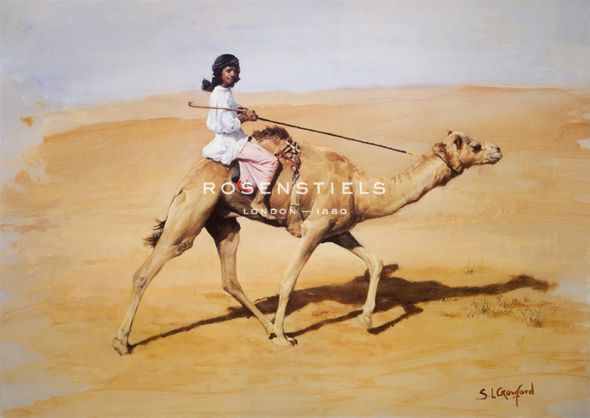 Susan Crawford Hand Numbered Limited Edition Print on Paper :"Bedouin Rider with Racing Camel"
