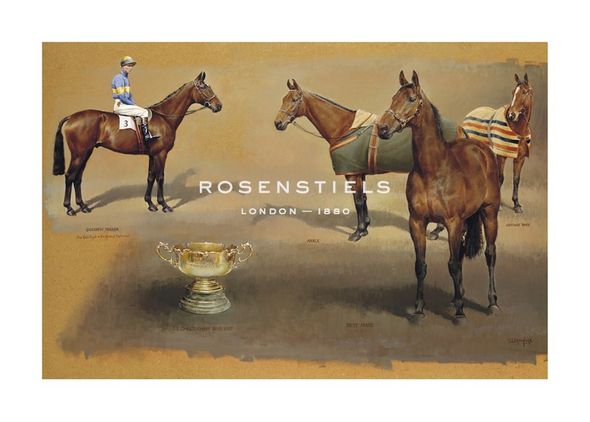 Susan Crawford Hand Numbered Limited Edition Print on Paper :"Triple Winners of the Cheltenham Gold Cup"
