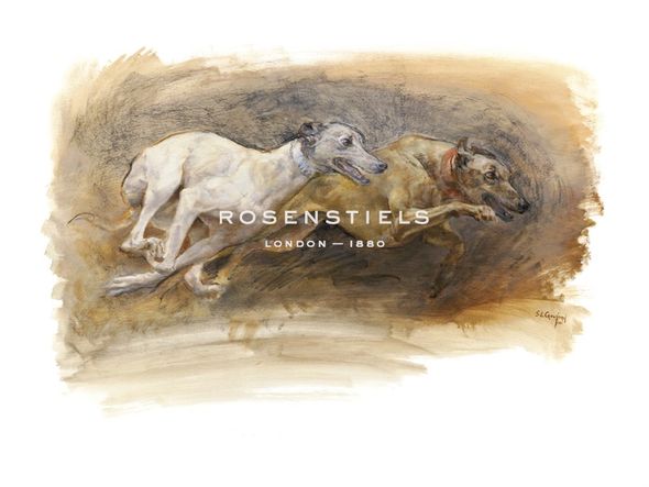 Susan Crawford Hand Numbered Limited Edition Print on Paper :"Whippets Running"