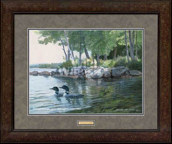 Susan Knowles Open Edition GNA Premium Framed Print: "Reflection Cove-Loons"