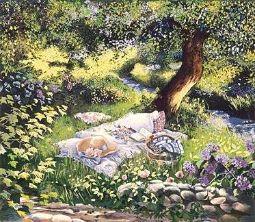 Susan Rios Handsigned and Numbered Limited Edition Hand-Pulled Serigraph on Paper: "First Love"