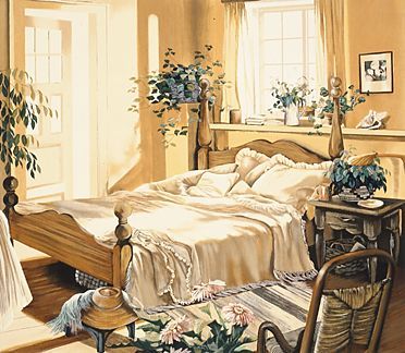 Susan Rios Handsigned and Numbered Limited Edition Hand-Pulled Serigraph on Paper: "Intimate Afternoon"