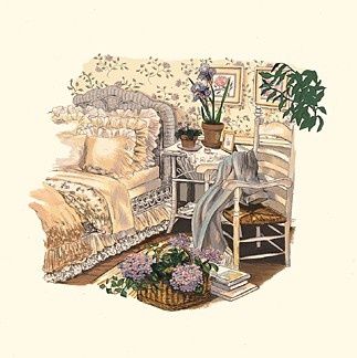 Susan Rios Handsigned and Numbered Limited Edition Hand-Pulled Serigraph on Paper: "Margaret's Hideaway"