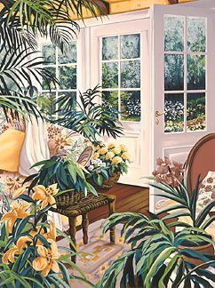 Susan Rios Handsigned and Numbered Limited Edition Hand-Pulled Serigraph on Paper: "Morning Garden"