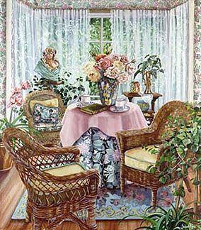 Susan Rios Handsigned and Numbered Limited Edition Hand-Pulled Serigraph on Paper: "That Delightful Chat"