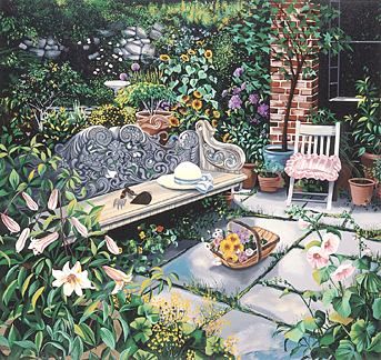 Susan Rios Handsigned and Numbered Limited Edition Hand-Pulled Serigraph on Paper: "The Gardener"