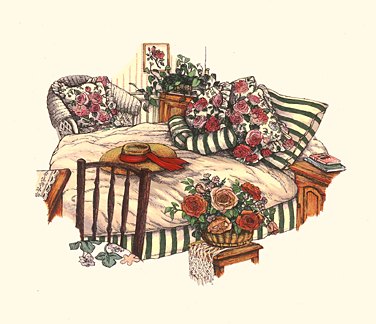 Susan Rios Handsigned and Numbered Limited Edition Hand-Pulled Serigraph on Paper: "The Rose Room"