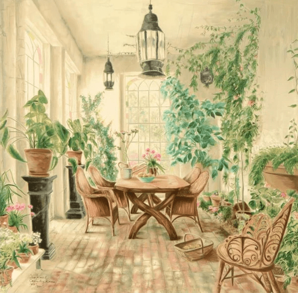 Susan Sahall Limited Edition Serigraph Print on Paper: "Country Room"