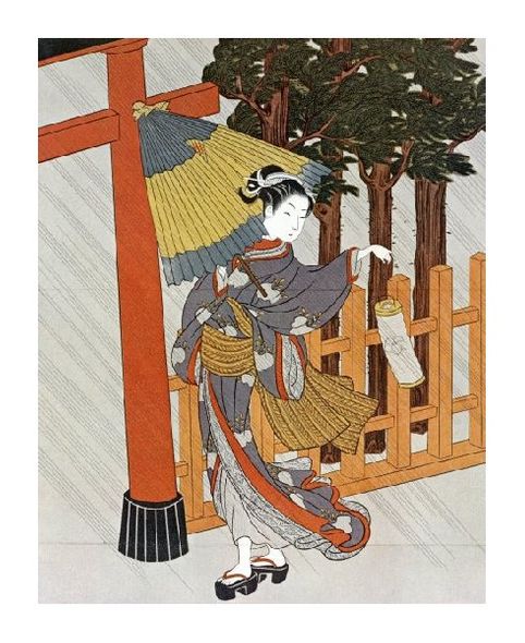 Suzuki Harunobu Fine Art Open Edition Gicl&eacute;e:"Geisha Visiting a Shrine"