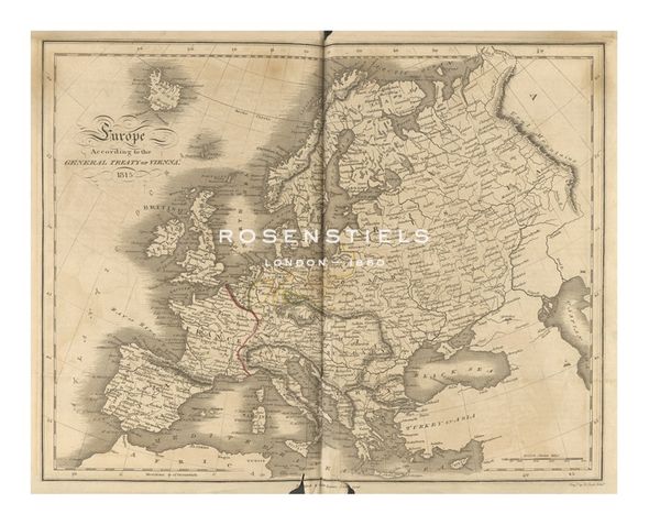 T. Clerk Hand Numbered Limited Edition Print on Paper :"Europe According To The Treaty Of Vienna"