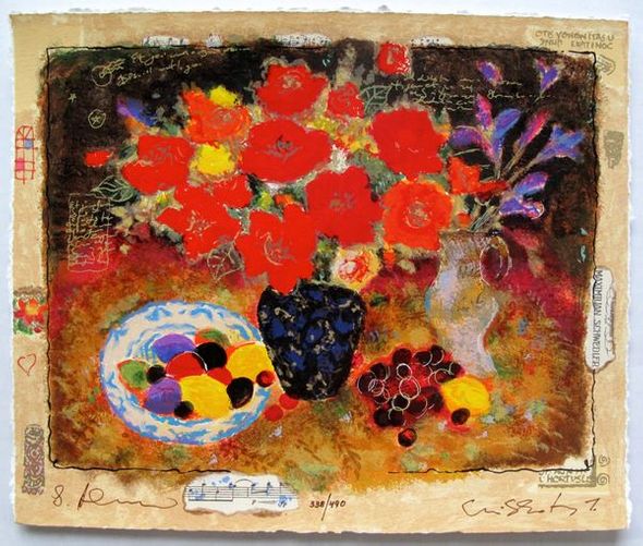 Tanya Wissotsky And Alexander Galtchansky Hand Signed Limited Edition Serigraph:"Spring Garland"