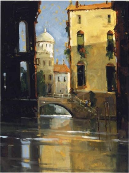 Ted Goerschner Limited Edition Hand-Embellished Giclee on Canvas: "Sunday Morning, Venice"