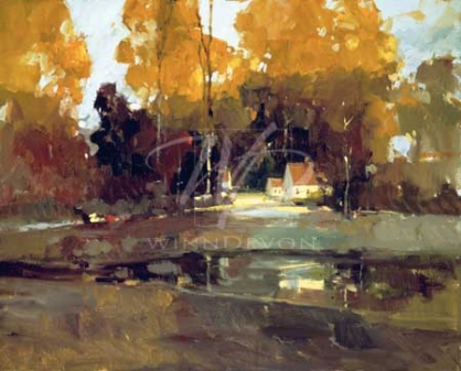 Ted Goerschner Limited Edition Hand-Embellished Giclee on Canvas:"Valley Reflections"