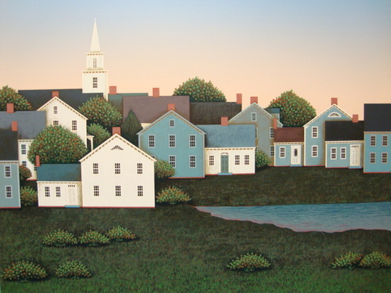 Ted Jeremenko Artist Signed Limited Edition Serigraph on Paper:"Village Sunrise "