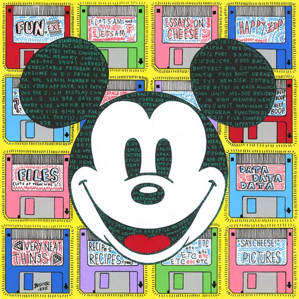 Tennessee Loveless Signed and Numbered Limited Edition Gicl&eacute;e on Canvas:"Mickey Mouse - Data World Exe"