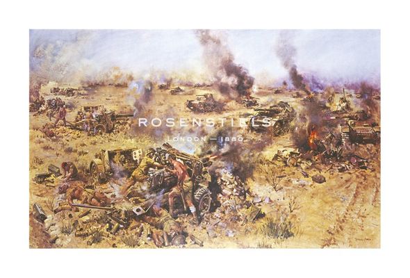 Terence Cuneo Hand Numbered Limited Edition Print on Paper :"The Battle of Knightsbridge, 1942"