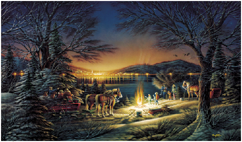 Terry Redlin 13th Anniversary Handsigned & Numbered Limited Edition Christmas Print:"Heartland Lights"
