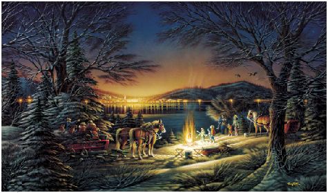 Terry Redlin 13th Anniversary Handsigned & Numbered Limited Edition Christmas Print:"Heartland Lights"