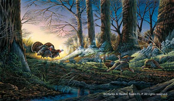 Terry Redlin Artist Proof Print: "Strutting On In-Turkeys"