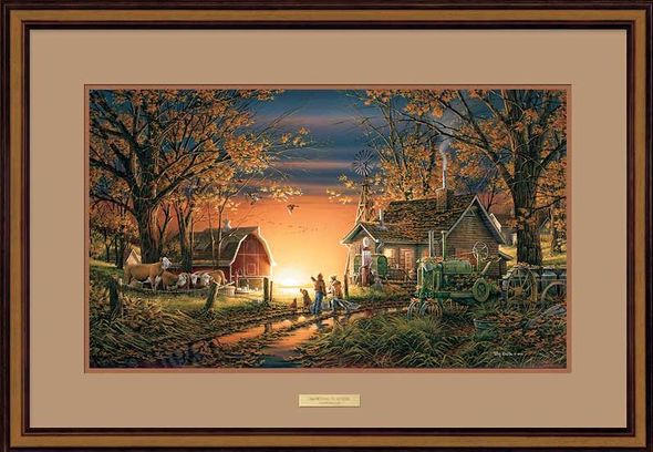 Terry Redlin Elite Edition Walnut Framed Print: "Morning Suprise"