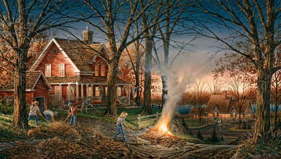 Terry Redlin Fine Art Open Edition Canvas Giclee:"Autumn Evening"