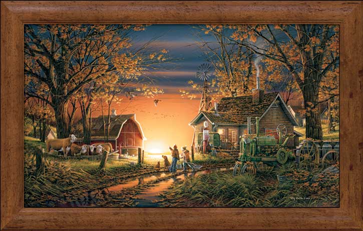 Terry Redlin Fine Art Open Edition Canvas Giclee:"Morning Surprise - Framed"