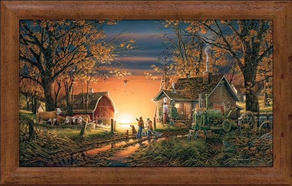 Terry Redlin Fine Art Open Edition Canvas Giclee:"Morning Surprise - Framed"