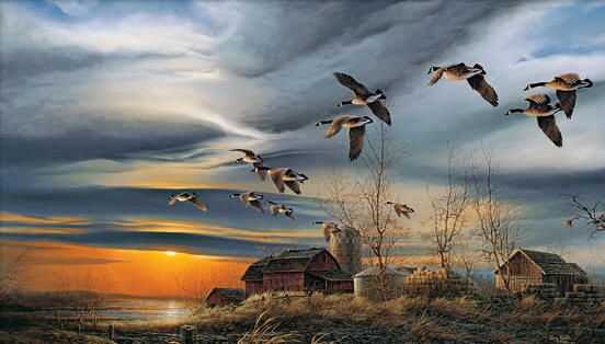Terry Redlin Fine Art Open Edition Canvas Giclee:"Silent Sunset"