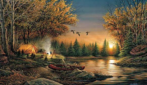 Terry Redlin Fine Art Open Edition Canvas Lithograph:"Evening Solitude"