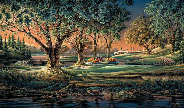 Terry Redlin Fine Art Open Edition Canvas Lithograph:"Spring on the Greens"