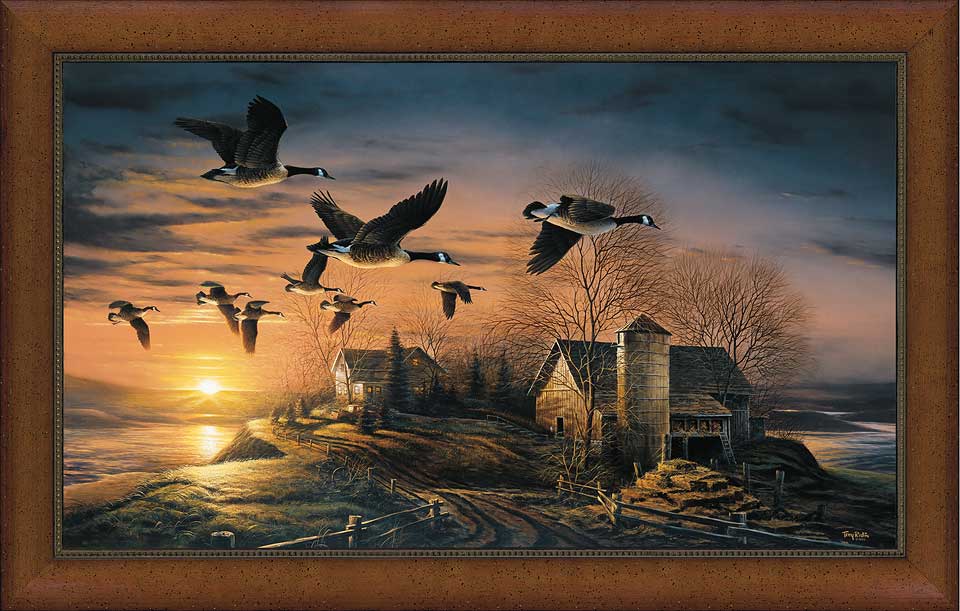 Terry Redlin Fine Art Open Edition Canvas Lithograph:"Sundown - Framed"