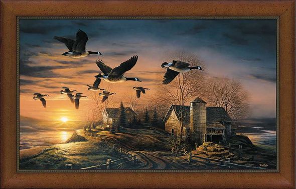 Terry Redlin Fine Art Open Edition Canvas Lithograph:"Sundown - Framed"