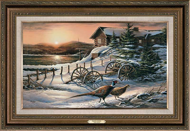 Terry Redlin Framed Encore Canvas: "Peaceful Evening-Pheasants"